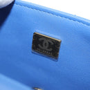 CHANEL Mini Matelasse 20 Chain Shoulder Bag Lamb Skin Blue Gold CC Auth 183794SM-11