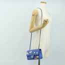 CHANEL Mini Matelasse 20 Chain Shoulder Bag Lamb Skin Blue Gold CC Auth 183794SM-30
