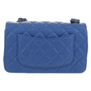 CHANEL Mini Matelasse 20 Chain Shoulder Bag Lamb Skin Blue Gold CC Auth 183794SM-2