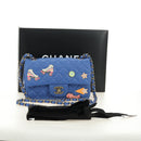 CHANEL Mini Matelasse 20 Chain Shoulder Bag Lamb Skin Blue Gold CC Auth 183794SM-12