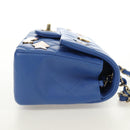 CHANEL Mini Matelasse 20 Chain Shoulder Bag Lamb Skin Blue Gold CC Auth 183794SM-4