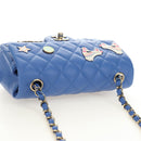 CHANEL Mini Matelasse 20 Chain Shoulder Bag Lamb Skin Blue Gold CC Auth 183794SM-6