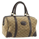 CELINE Macadam Canvas Hand Bag Suede Beige Gold Auth 183810-1