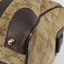 CELINE Macadam Canvas Hand Bag Suede Beige Gold Auth 183810-9
