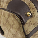 CELINE Macadam Canvas Hand Bag Suede Beige Gold Auth 183810-14