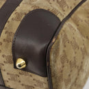 CELINE Macadam Canvas Hand Bag Suede Beige Gold Auth 183810-15