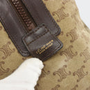 CELINE Macadam Canvas Hand Bag Suede Beige Gold Auth 183810-17