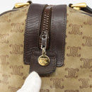 CELINE Macadam Canvas Hand Bag Suede Beige Gold Auth 183810-10