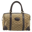 CELINE Macadam Canvas Hand Bag Suede Beige Gold Auth 183810-13