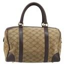 CELINE Macadam Canvas Hand Bag Suede Beige Gold Auth 183810-2