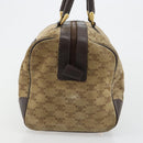 CELINE Macadam Canvas Hand Bag Suede Beige Gold Auth 183810-3