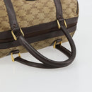 CELINE Macadam Canvas Hand Bag Suede Beige Gold Auth 183810-7