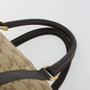 CELINE Macadam Canvas Hand Bag Suede Beige Gold Auth 183810-8