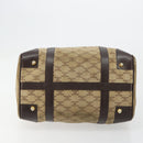 CELINE Macadam Canvas Hand Bag Suede Beige Gold Auth 183810-5