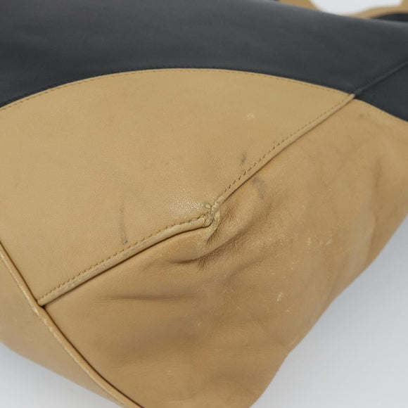 CELINE Tote Bag Leather Black Auth 183811