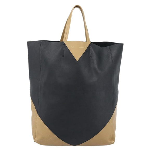 CELINE Tote Bag Leather Black Auth 183811