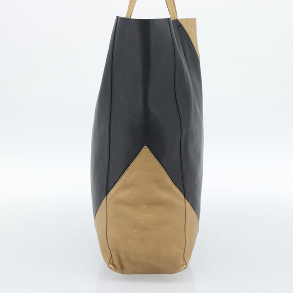 CELINE Tote Bag Leather Black Auth 183811