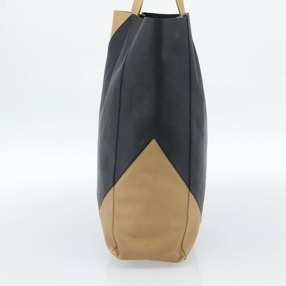 CELINE Tote Bag Leather Black Auth 183811