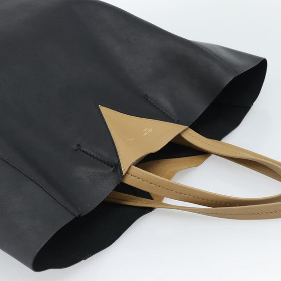 CELINE Tote Bag Leather Black Auth 183811