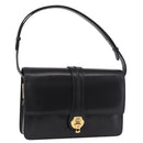 GUCCI Shoulder Bag Leather Black Gold Auth 183812V-1