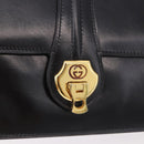 GUCCI Shoulder Bag Leather Black Gold Auth 183812V-14