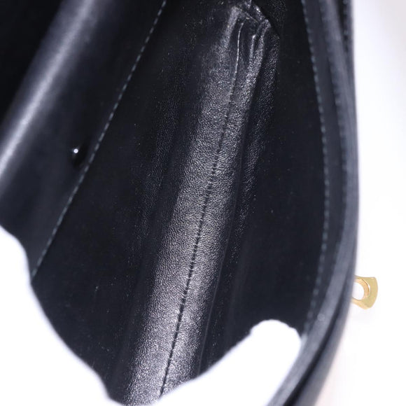 GUCCI Shoulder Bag Leather Black Gold Auth 183812V