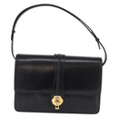 GUCCI Shoulder Bag Leather Black Gold Auth 183812V-2