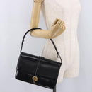 GUCCI Shoulder Bag Leather Black Gold Auth 183812V-23