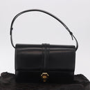 GUCCI Shoulder Bag Leather Black Gold Auth 183812V-24