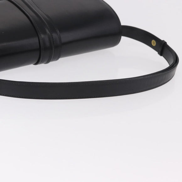 GUCCI Shoulder Bag Leather Black Gold Auth 183812V