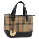 BURBERRY Nova Check Hand Bag Canvas Beige Gold Auth 183831-1