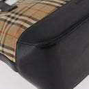 BURBERRY Nova Check Hand Bag Canvas Beige Gold Auth 183831-10
