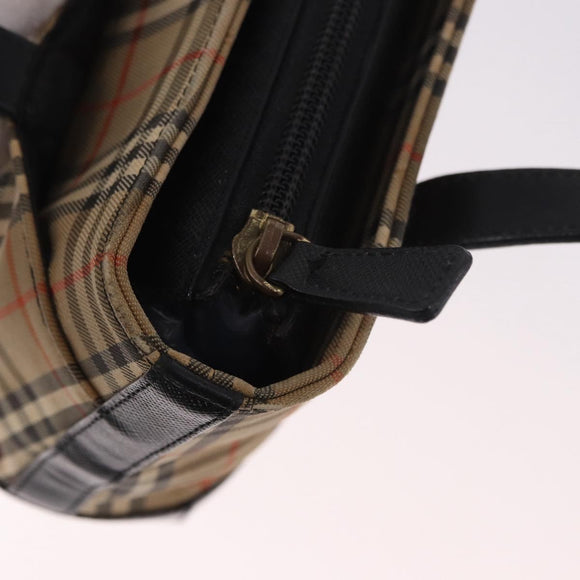 BURBERRY Nova Check Hand Bag Canvas Beige Gold Auth 183831