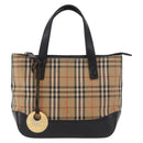 BURBERRY Nova Check Hand Bag Canvas Beige Gold Auth 183831-2