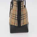 BURBERRY Nova Check Hand Bag Canvas Beige Gold Auth 183831-4