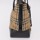 BURBERRY Nova Check Hand Bag Canvas Beige Gold Auth 183831-5