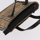BURBERRY Nova Check Hand Bag Canvas Beige Gold Auth 183831-6