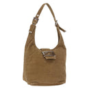 FENDI Mamma Baguette Shoulder Bag Corduroy Brown Silver Auth 183834-1