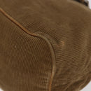 FENDI Mamma Baguette Shoulder Bag Corduroy Brown Silver Auth 183834-11