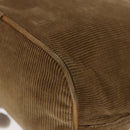 FENDI Mamma Baguette Shoulder Bag Corduroy Brown Silver Auth 183834-13