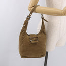 FENDI Mamma Baguette Shoulder Bag Corduroy Brown Silver Auth 183834-24