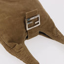 FENDI Mamma Baguette Shoulder Bag Corduroy Brown Silver Auth 183834-6