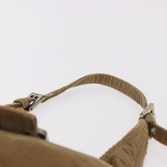 FENDI Mamma Baguette Shoulder Bag Corduroy Brown Silver Auth 183834