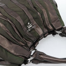 PRADA Hand Bag Nylon Leather Khaki Silver Auth 183836A-6