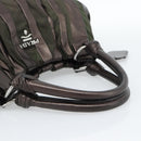 PRADA Hand Bag Nylon Leather Khaki Silver Auth 183836A-7