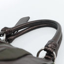 PRADA Hand Bag Nylon Leather Khaki Silver Auth 183836A-8