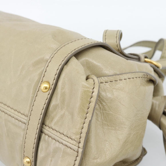 Miu Miu Tote Bag Leather Green Gold Auth 183837SAM