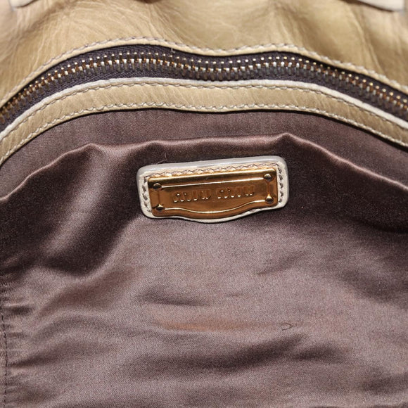Miu Miu Tote Bag Leather Green Gold Auth 183837SAM