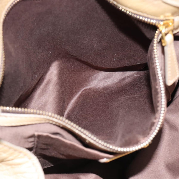 Miu Miu Tote Bag Leather Green Gold Auth 183837SAM