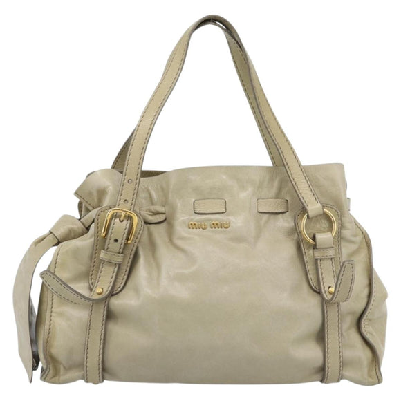 Miu Miu Tote Bag Leather Green Gold Auth 183837SAM
